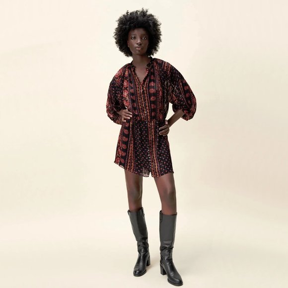 NWT Zara black paisley print boho mini dress, S - Picture 2 of 10